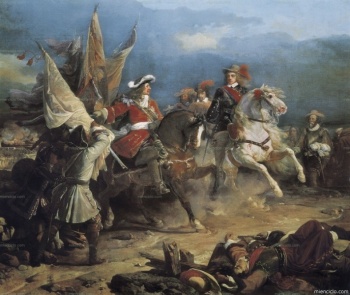 Batalla de Villaviciosa, 10 de diciembre de 1710. Óleo de Jean Alaux (1786-1864). Episodio de la Guerra de Sucesión de España. Aparecen Felipe V de España y el duque de Vendôme. Museo Histórico de Versalles.